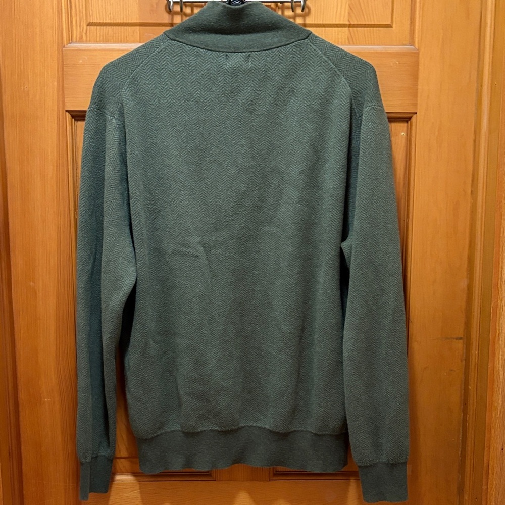 J. Crew Factory Men's Olive Zip-Up Sweater - Picture 2 of 3